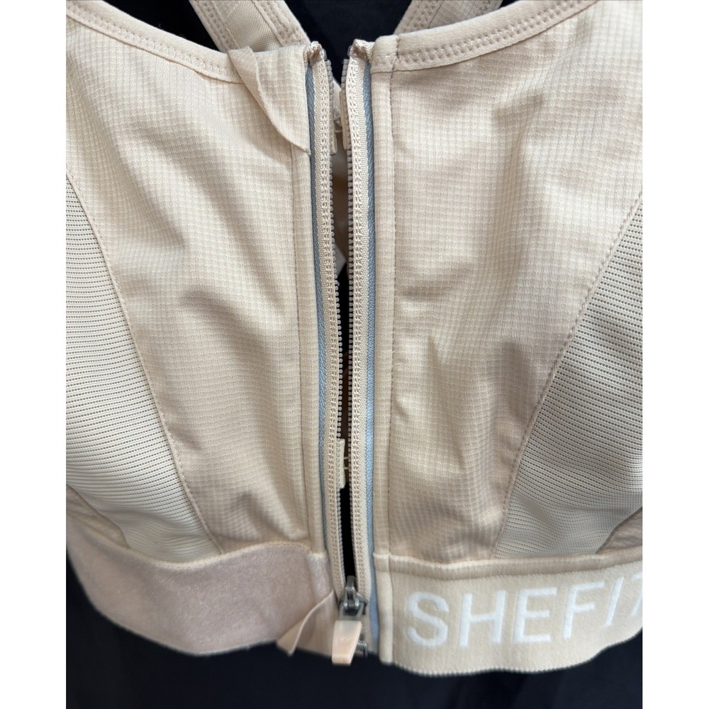 SHEFIT Cream Front Zip High Impact Ultimate Sports Bra Size 2 Luxe - Picture 8 of 9
